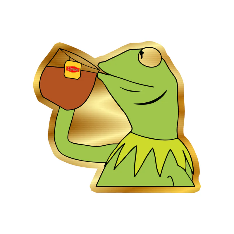 Kermit- Tea - Gold Chrome Vinyl Decal - Custom Size