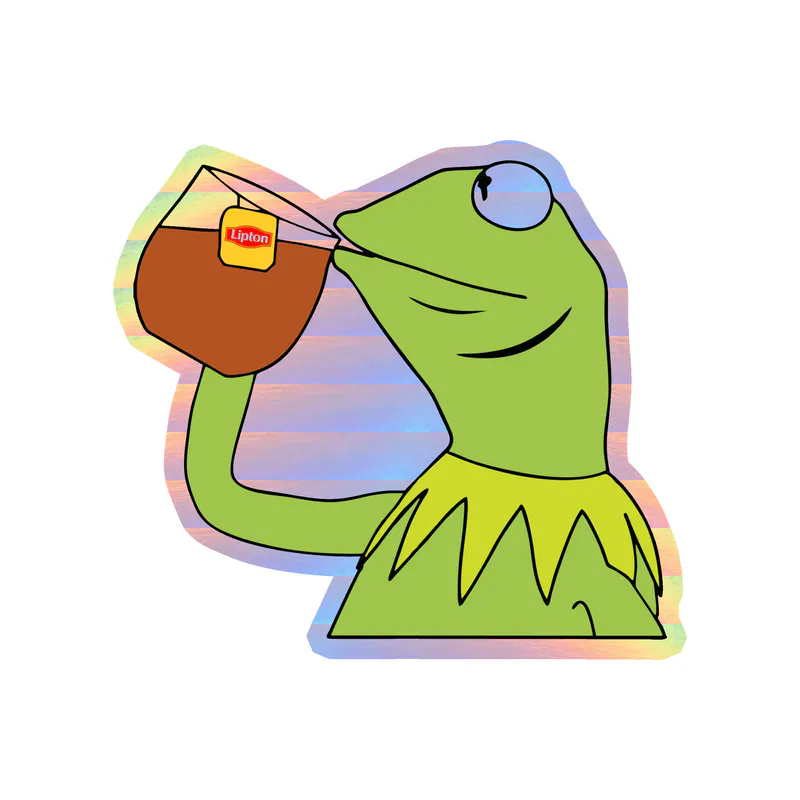 Kermit- Tea - Holographic Vinyl Decal - Custom Size