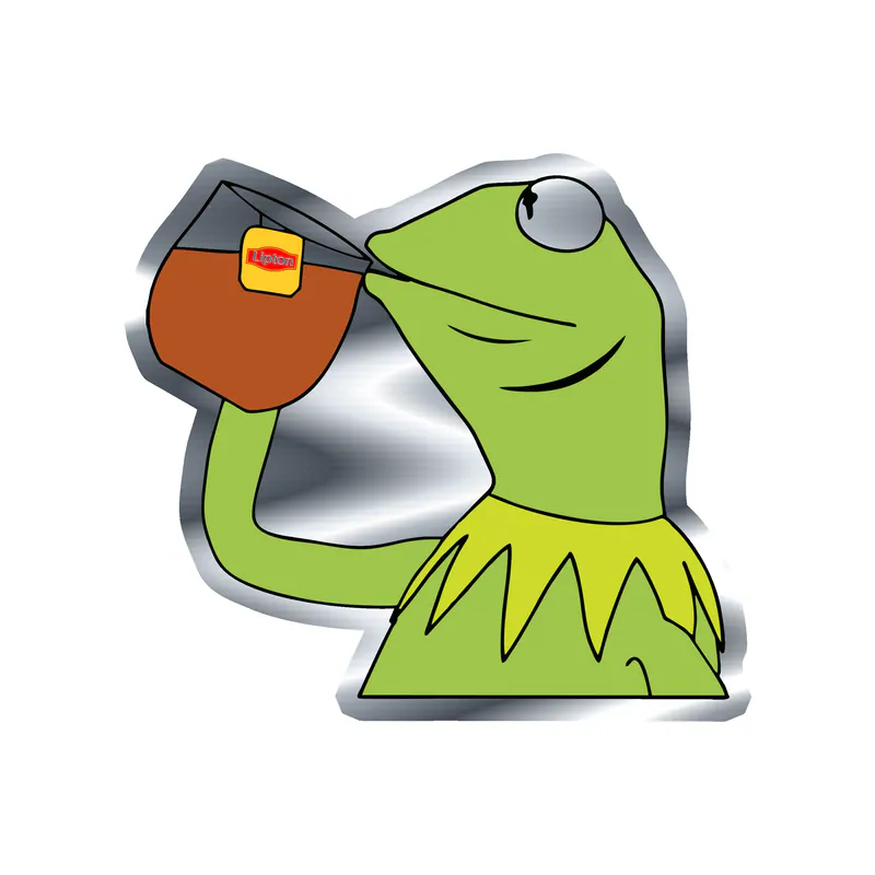 Kermit- Tea - Silver Chrome Vinyl Decal - Custom Size