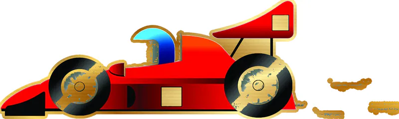 Racecar - Custom for Sara- Gold Chrome Vinyl Sticker - Custom Size