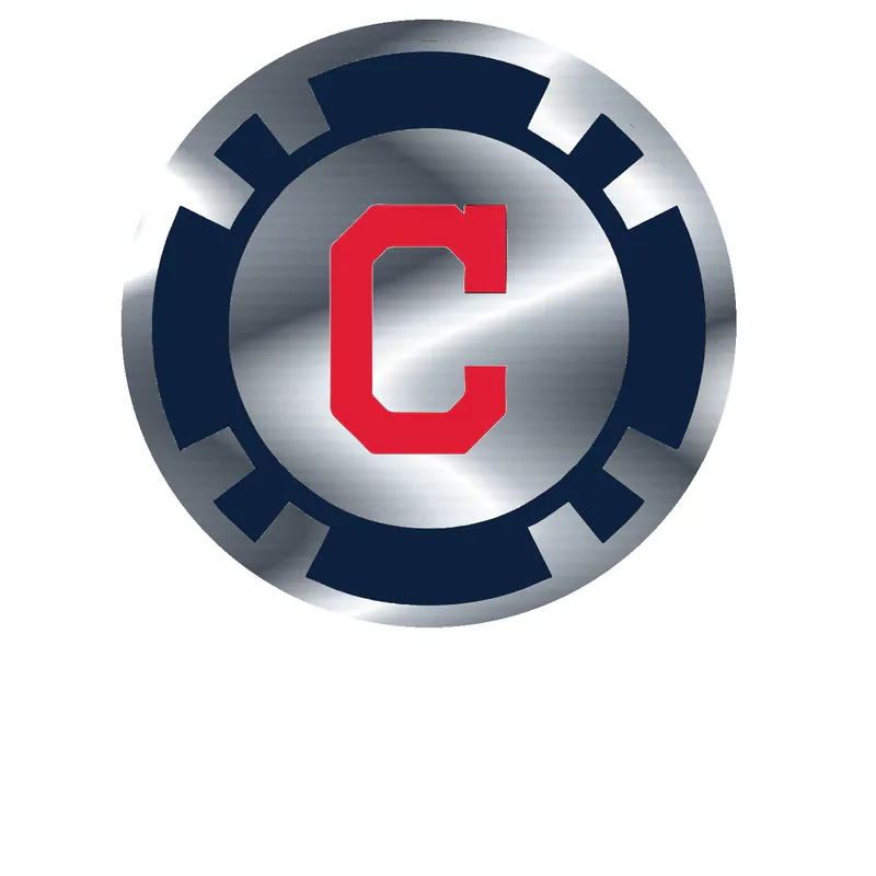 Cleveland Indians - Blue Poker Chip - Silver Chrome Vinyl Sticker - Custom Size
