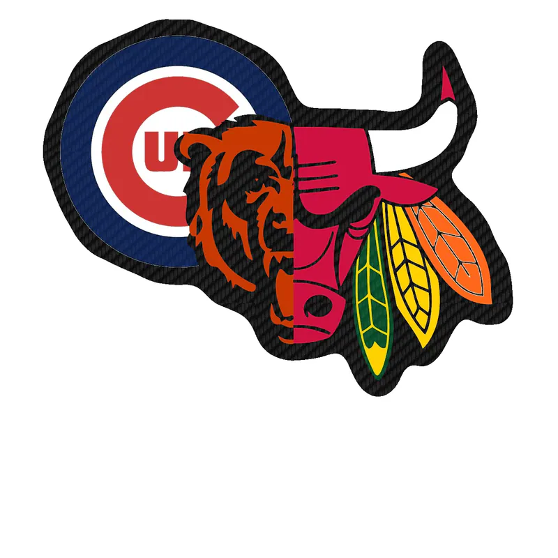 Chicago Sports Teams Mashup - Image 4 - Carbon Fiber Vinyl Sticker - Custom Size