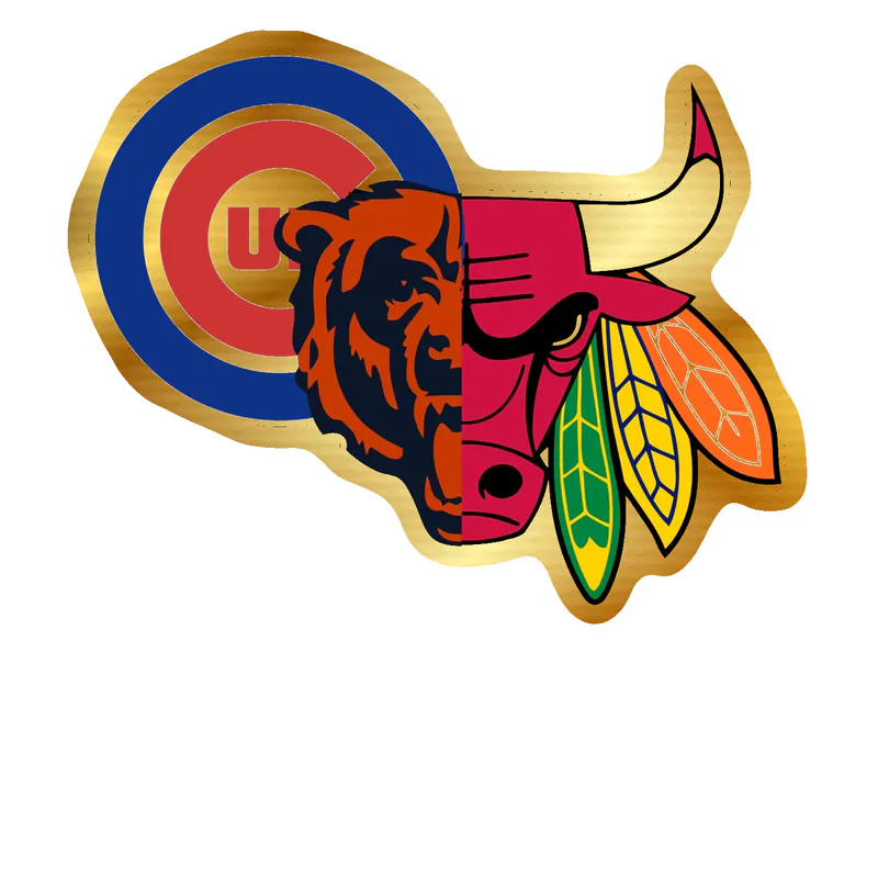 Chicago Sports Teams Mashup - Image 4 - Gold Chrome Vinyl Sticker - Custom Size