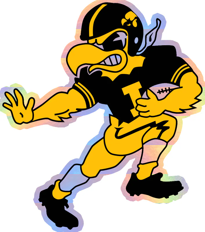 Hawkeye with Football - Holographic Vinyl Sticker - Custom Size