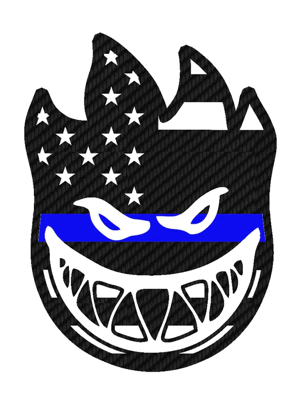Spitfire - Blue Line - Carbon Fiber Vinyl Sticker - Custom Size