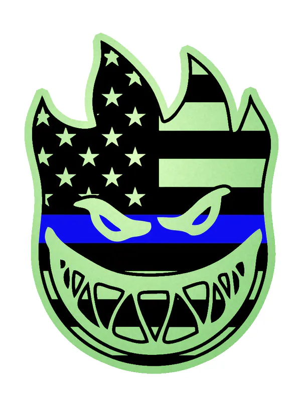 Spitfire - Blue Line - Glow in the Dark Vinyl Sticker - Custom Size