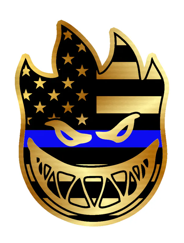 Spitfire - Blue Line - Gold Chrome Vinyl Sticker - Custom Size